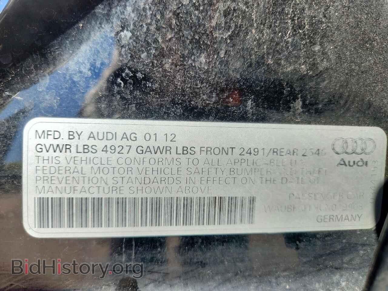 2012 AUDI A4 - VIN: WAUBFAFL9CN019908 - Фото 12