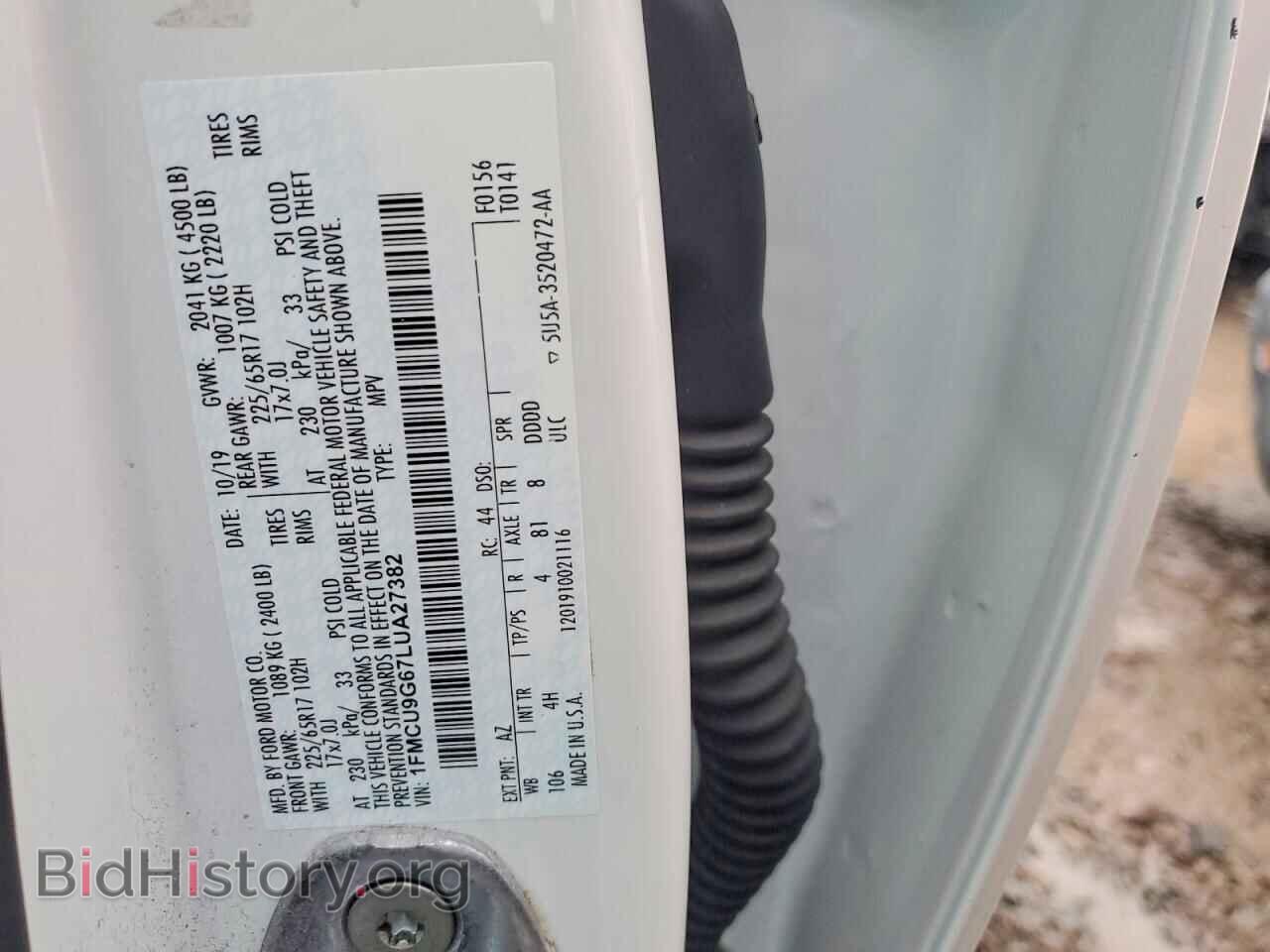 2020 FORD ESCAPE - VIN: 1FMCU9G67LUA27382 - Фото 13
