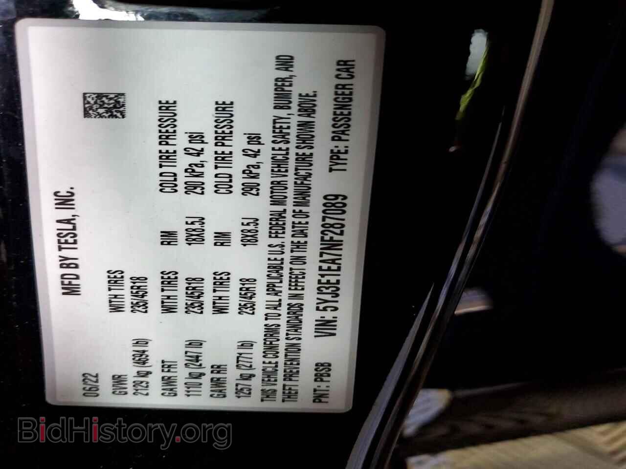 2022 TESLA MODEL 3 - VIN: 5YJ3E1EA7NF287089 - Photo 12