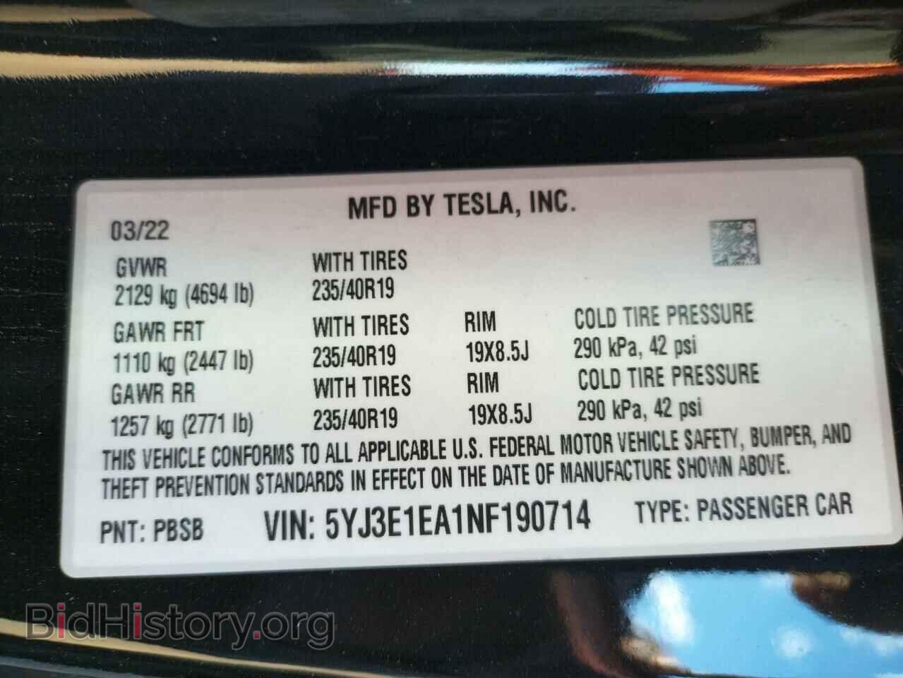 2022 TESLA MODEL 3 - VIN: 5YJ3E1EA1NF190714 - Photo 12