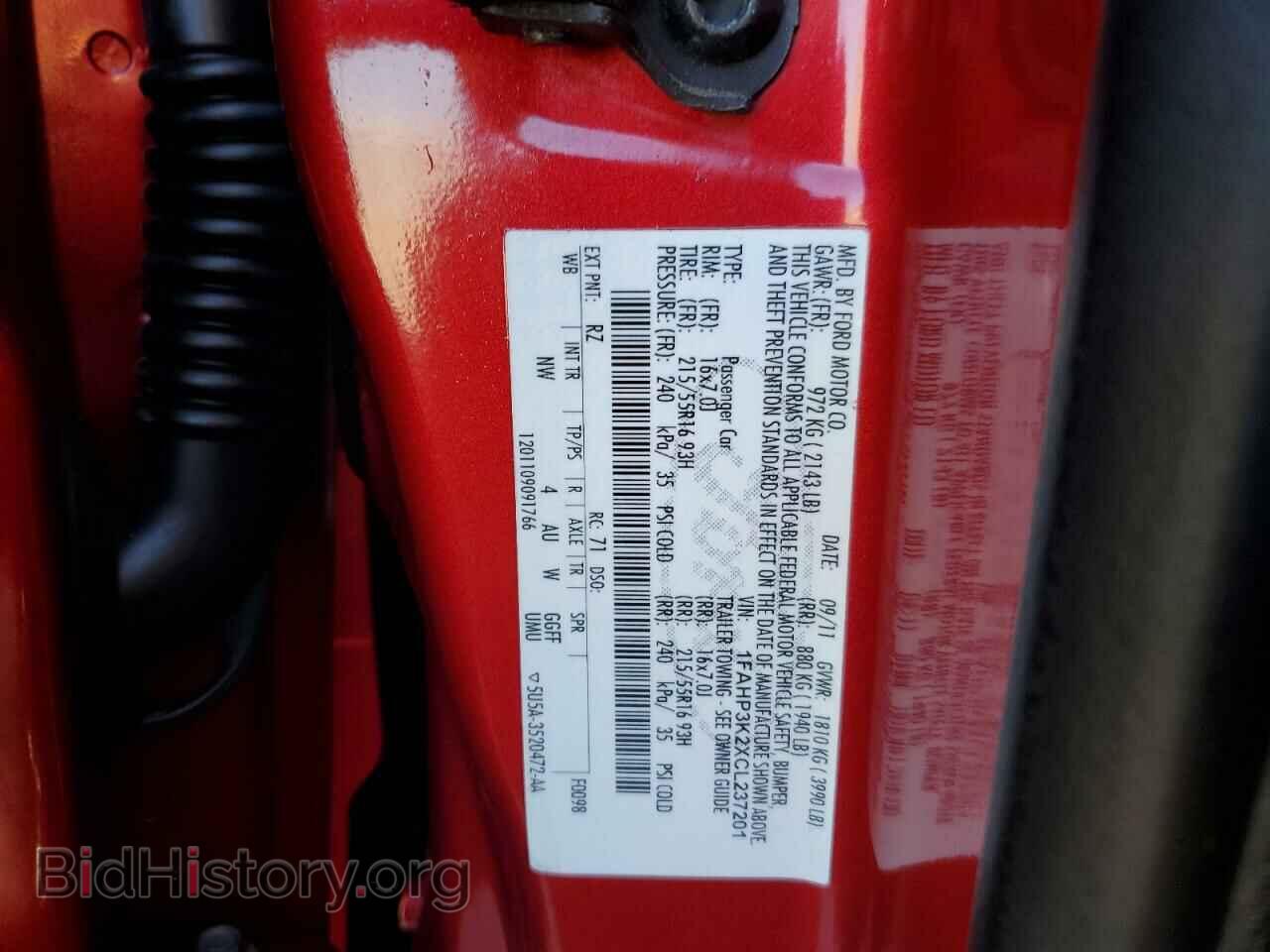 2012 FORD FOCUS - VIN: 1FAHP3K2XCL237201 - Фото 12