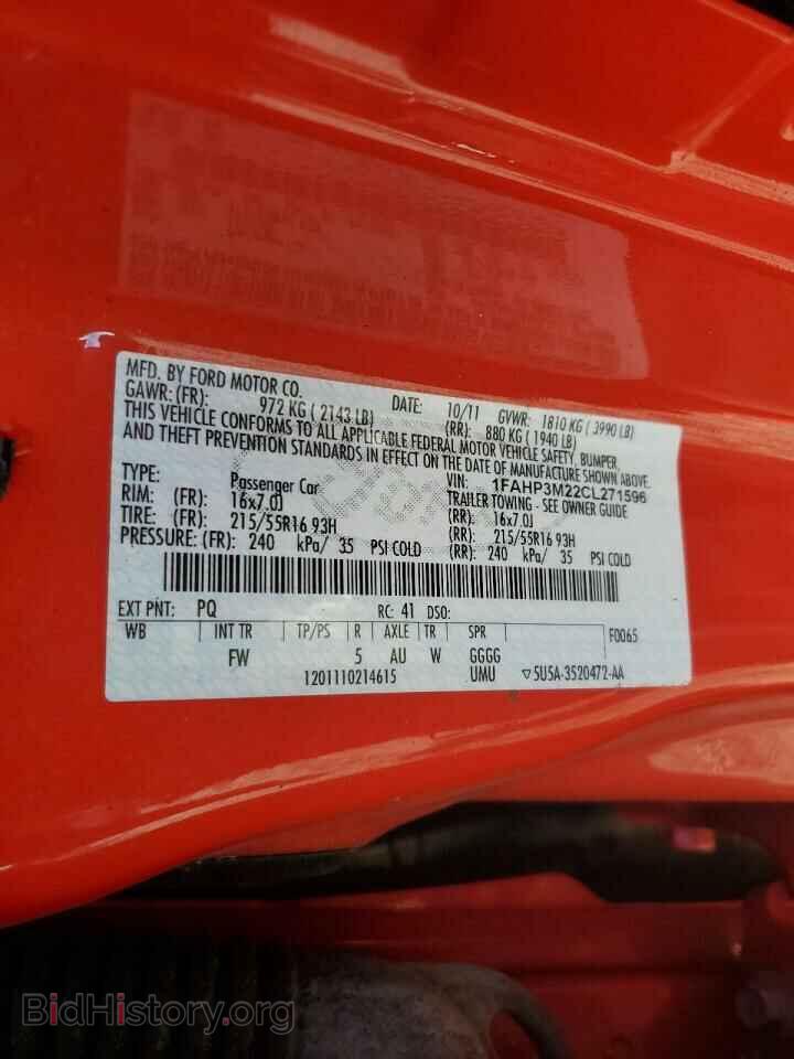 2012 FORD FOCUS - VIN: 1FAHP3M22CL271596 - Фото 12