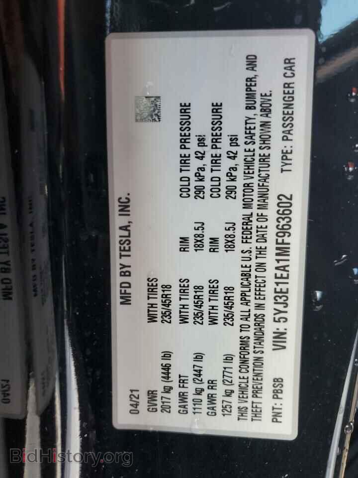 2021 TESLA MODEL 3 - VIN: 5YJ3E1EA1MF963602 - Photo 12