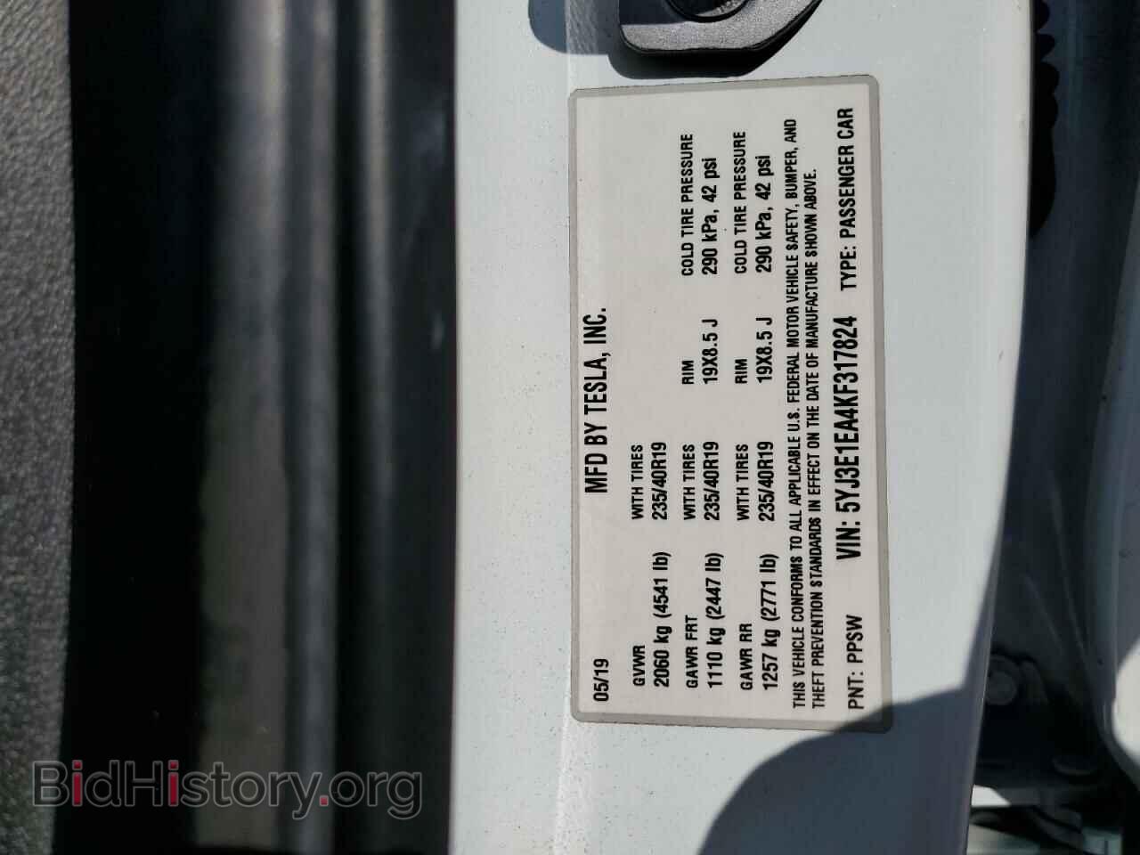 2019 TESLA MODEL 3 - VIN: 5YJ3E1EA4KF317824 - Фото 13