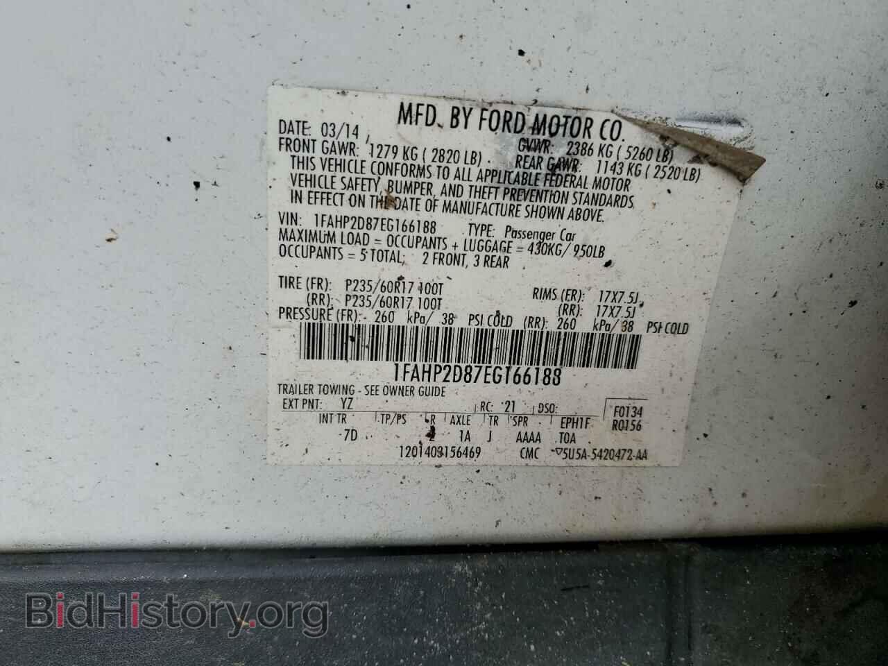 2014 FORD TAURUS - VIN: 1FAHP2D87EG166188 - Фото 12