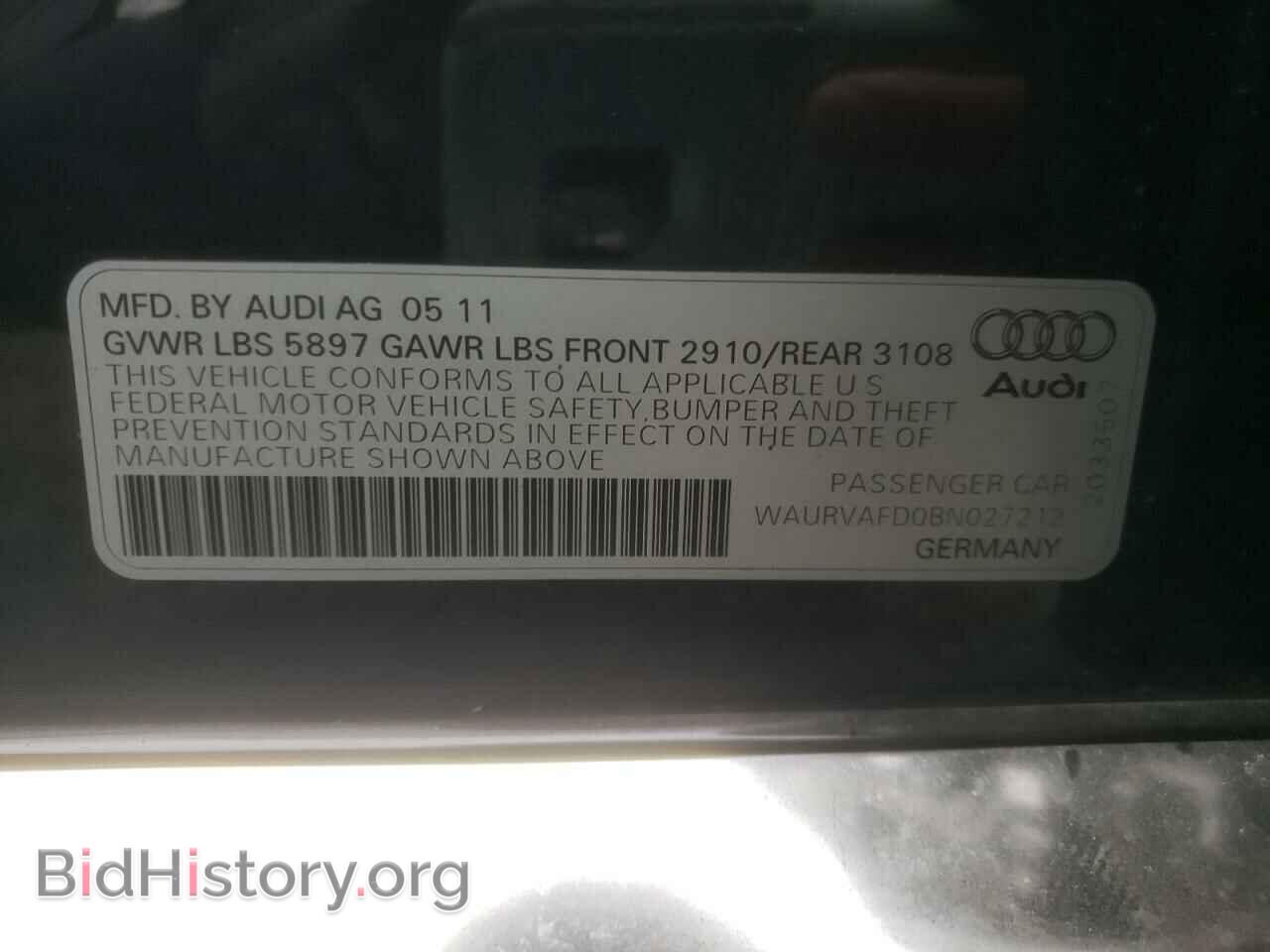 2011 AUDI A8 - VIN: WAURVAFD0BN027212 - Фото 13