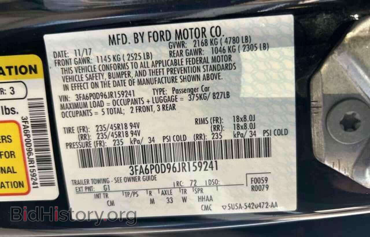 2018 FORD FUSION - VIN: 3FA6P0D96JR159241 - Фото 10