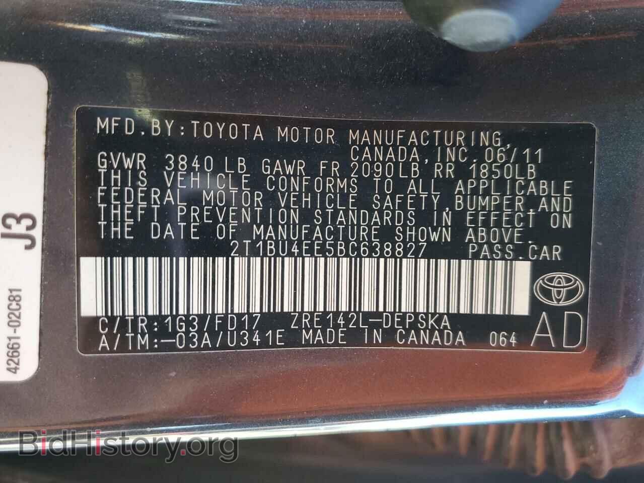 2011 TOYOTA COROLLA - VIN: 2T1BU4EE5BC638827 - Фото 12