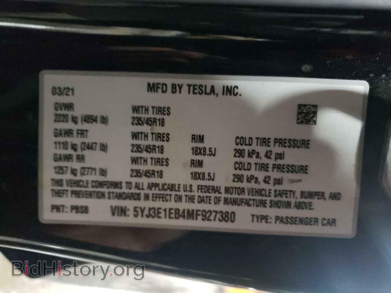 2021 TESLA MODEL 3 - VIN: 5YJ3E1EB4MF927380 - Photo 12