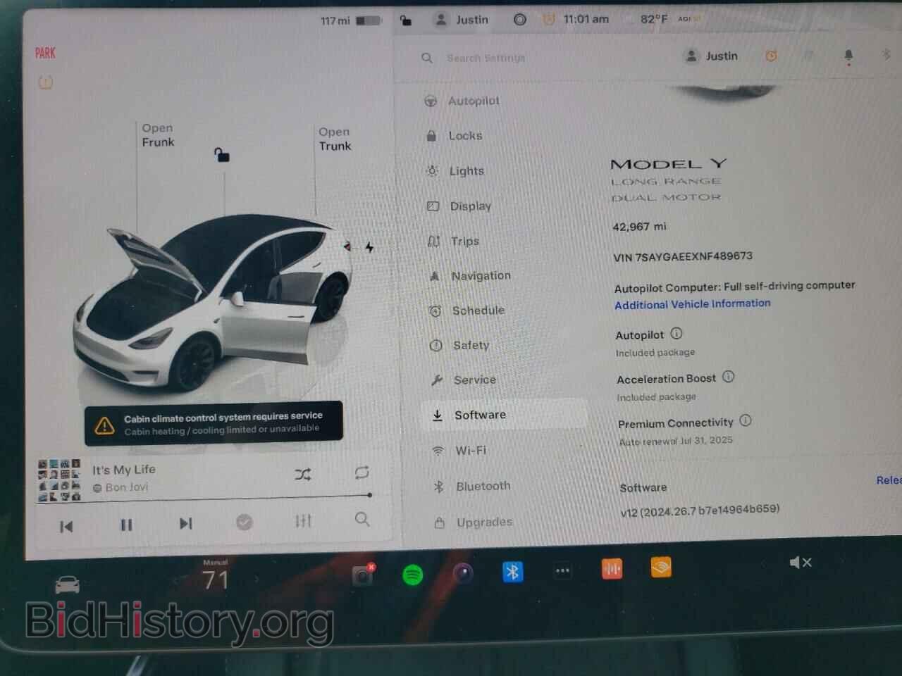 2022 TESLA MODEL Y - VIN: 7SAYGAEEXNF489673 - Photo 9