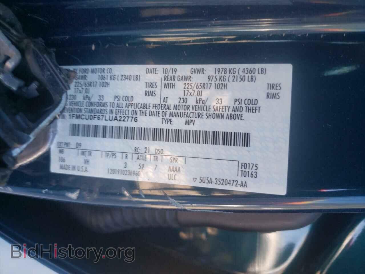 2020 FORD ESCAPE - VIN: 1FMCU0F67LUA22776 - Photo 12
