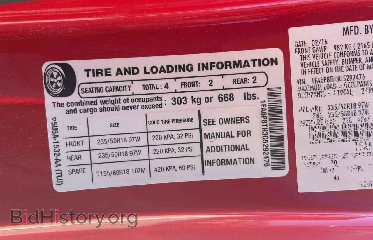 2016 FORD ALL Models - VIN: 1FA6P8TH3G5292476 - Фото 10