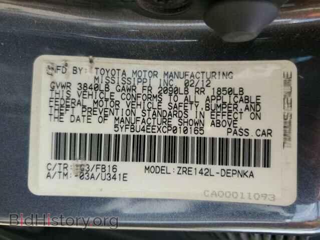 2012 TOYOTA COROLLA - VIN: 5YFBU4EEXCP010165 - Фото 12