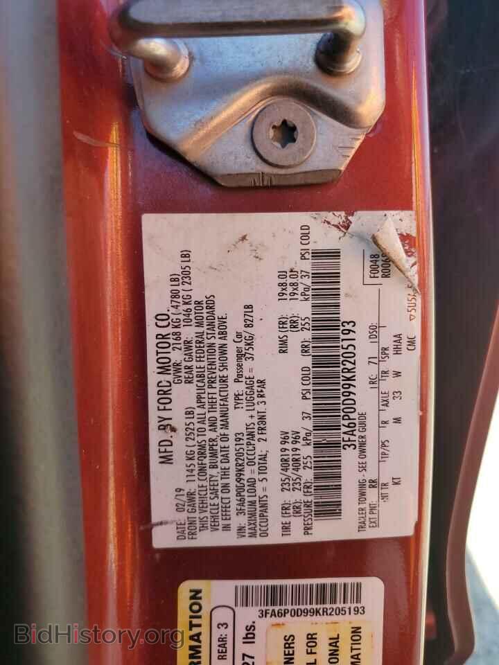 2019 FORD FUSION - VIN: 3FA6P0D99KR205193 - Фото 12