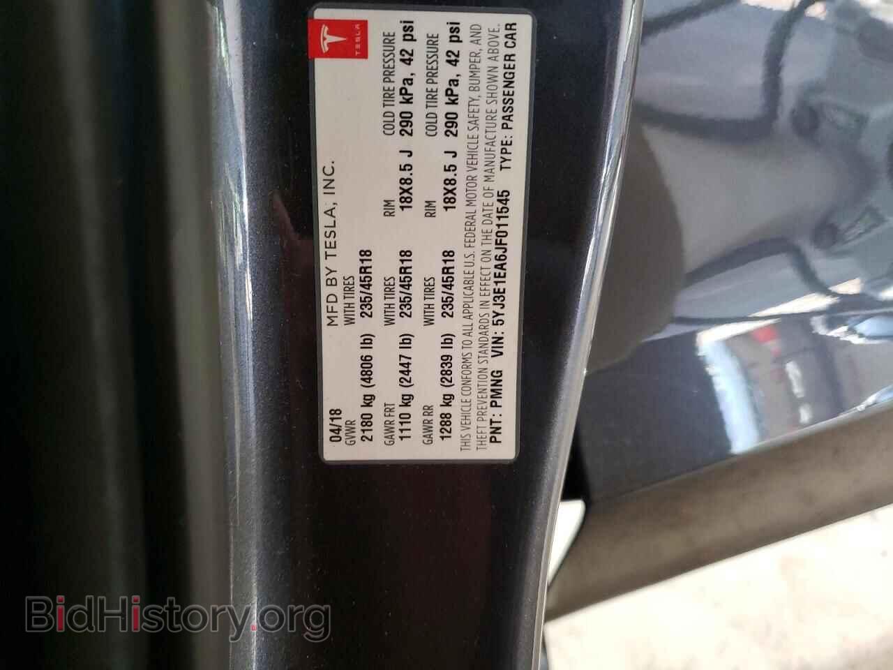 2018 TESLA MODEL 3 - VIN: 5YJ3E1EA6JF011545 - Photo 12
