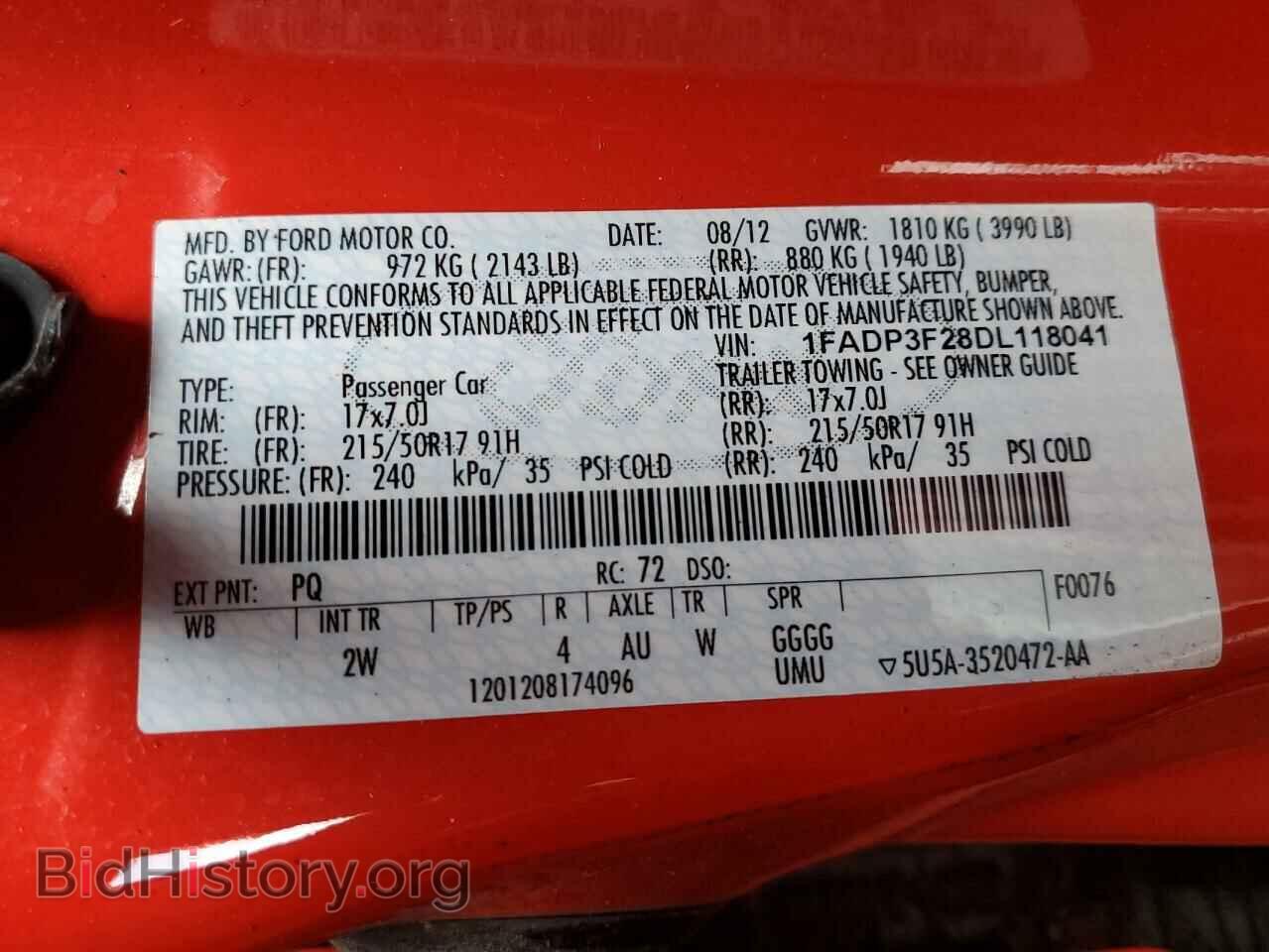 2013 FORD FOCUS - VIN: 1FADP3F28DL118041 - Фото 12