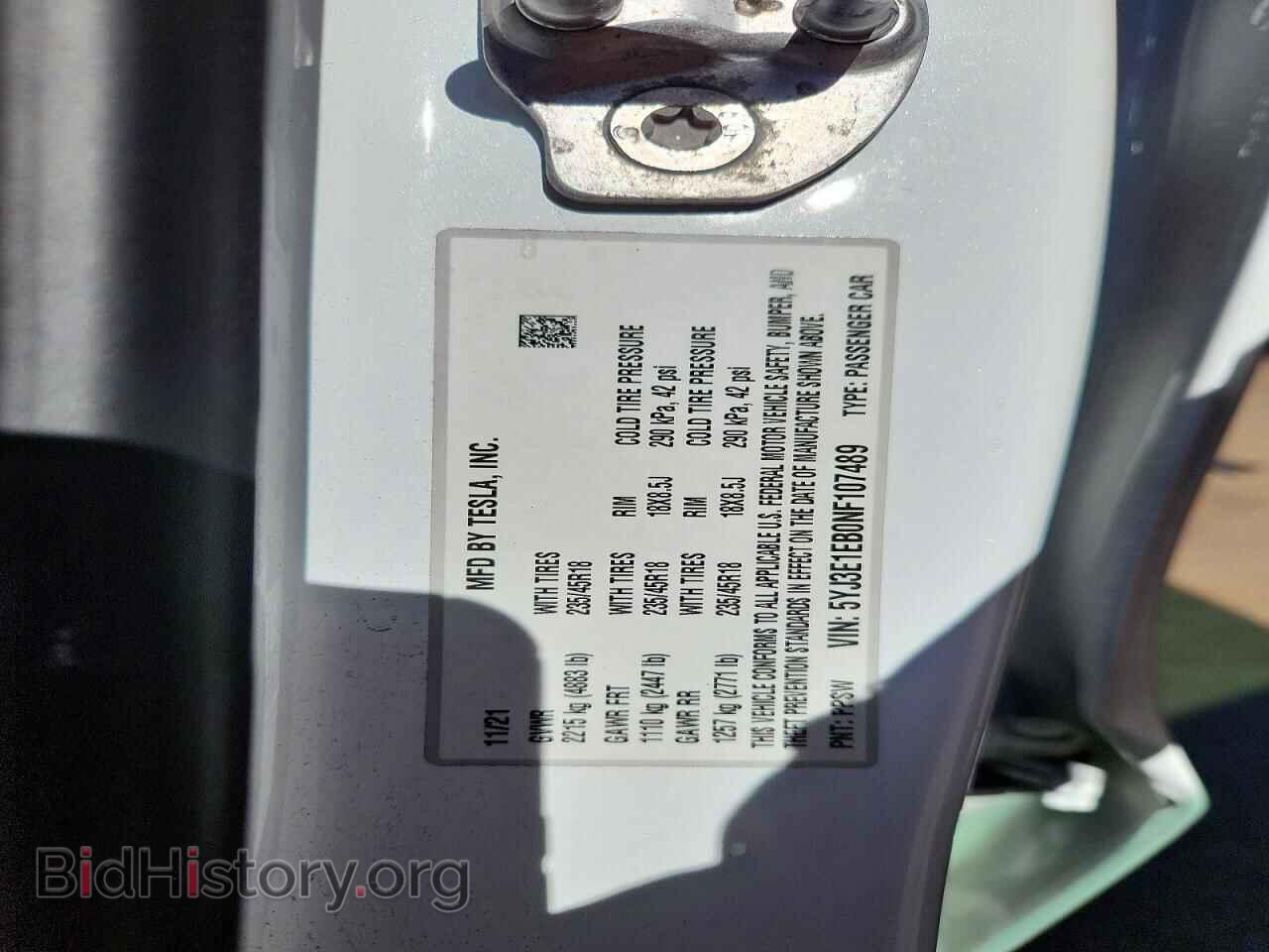 2022 TESLA MODEL 3 - VIN: 5YJ3E1EB0NF107489 - Фото 13