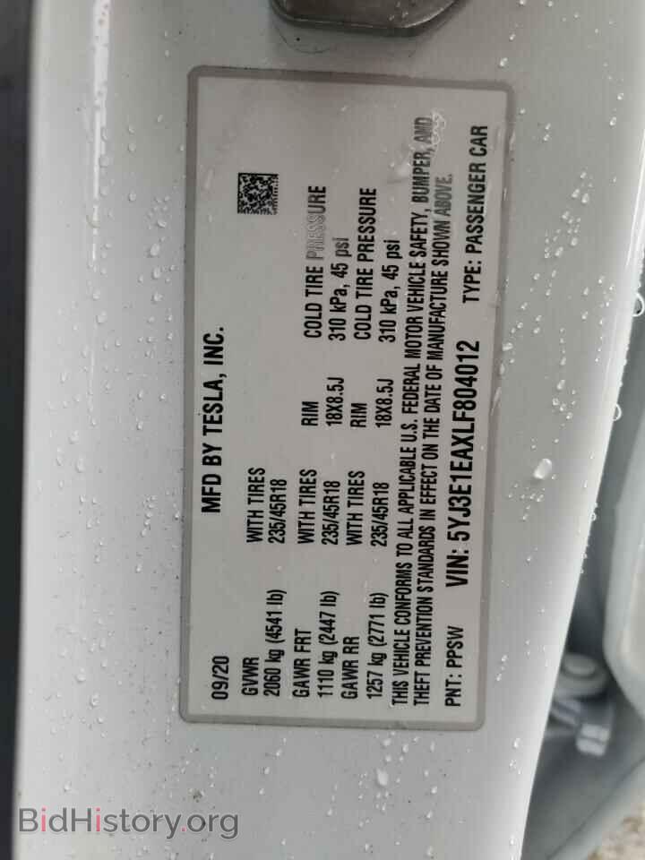 2020 TESLA MODEL 3 - VIN: 5YJ3E1EAXLF804012 - Фото 12