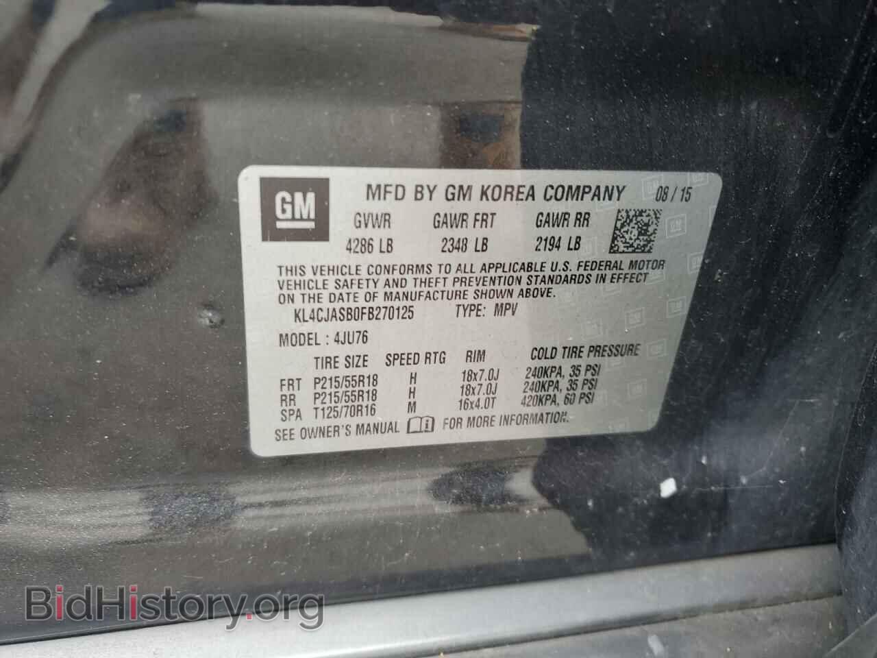 2015 BUICK ENCORE - VIN: KL4CJASB0FB270125 - Photo 13