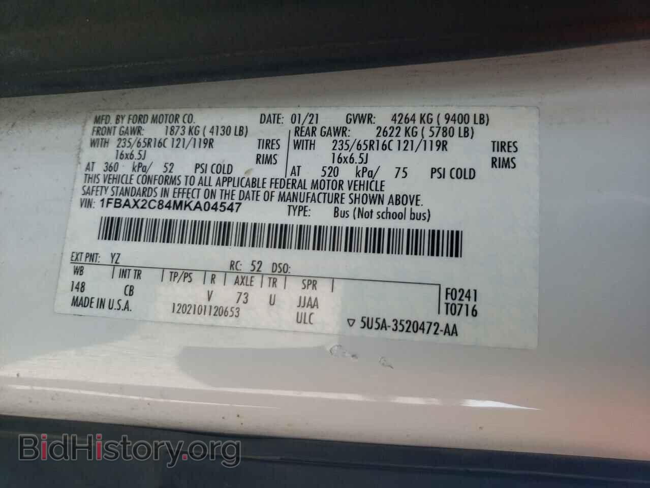 2021 FORD TRANSIT - VIN: 1FBAX2C84MKA04547 - Фото 14