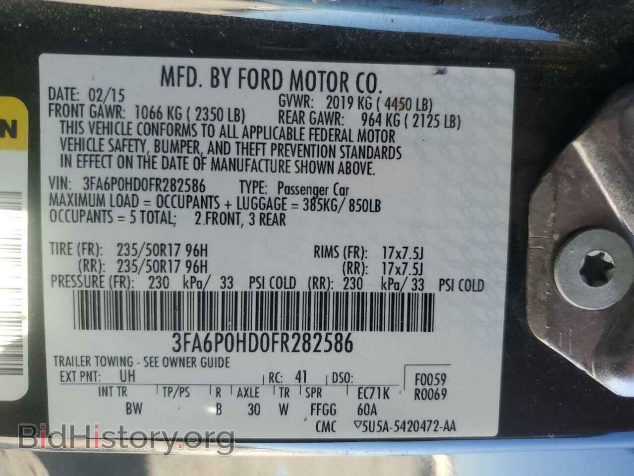 2015 FORD ALL Models - VIN: 3FA6P0HD0FR282586 - Фото 12
