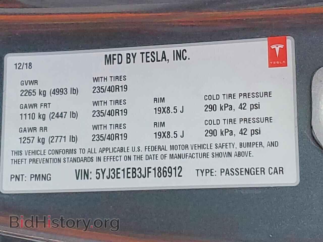 2018 TESLA MODEL 3 - VIN: 5YJ3E1EB3JF186912 - Photo 12
