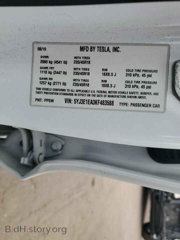 2019 TESLA MODEL 3 - VIN: 5YJ3E1EA3KF483588 - Photo 12