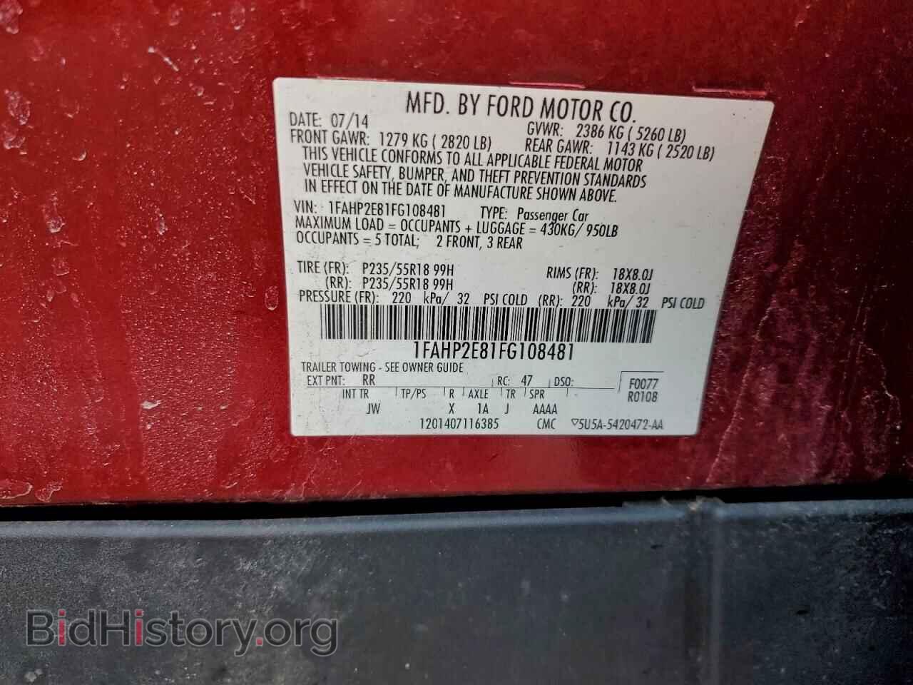 2015 FORD TAURUS - VIN: 1FAHP2E81FG108481 - Фото 13