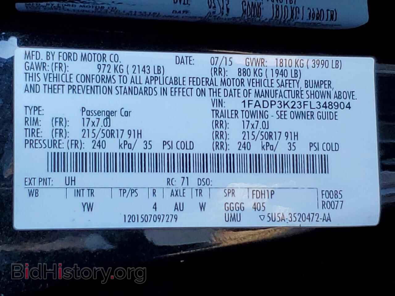 2015 FORD FOCUS - VIN: 1FADP3K23FL348904 - Фото 12