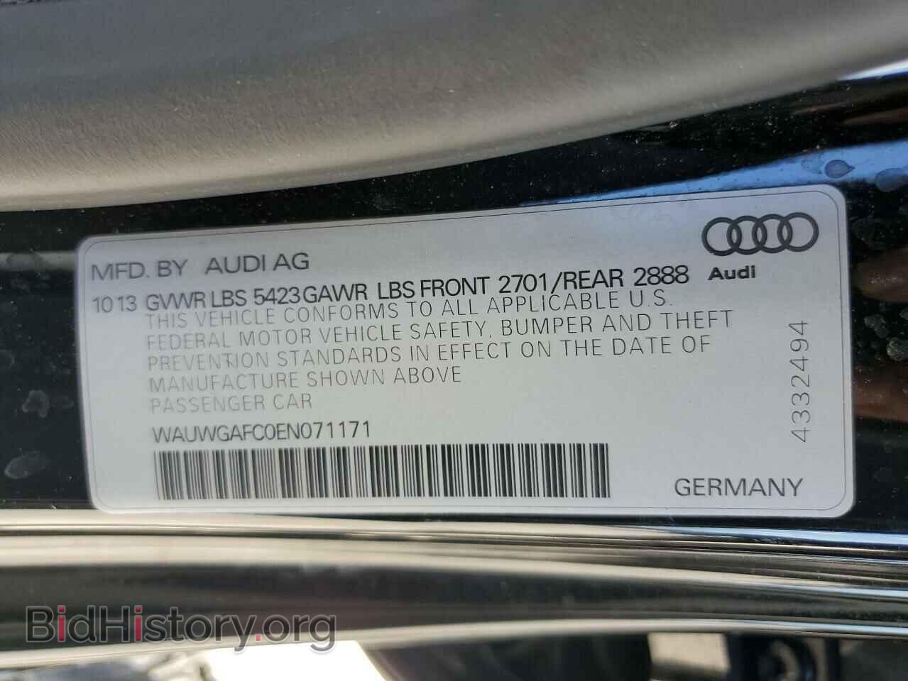 2014 AUDI A7 - VIN: WAUWGAFC0EN071171 - Фото 12