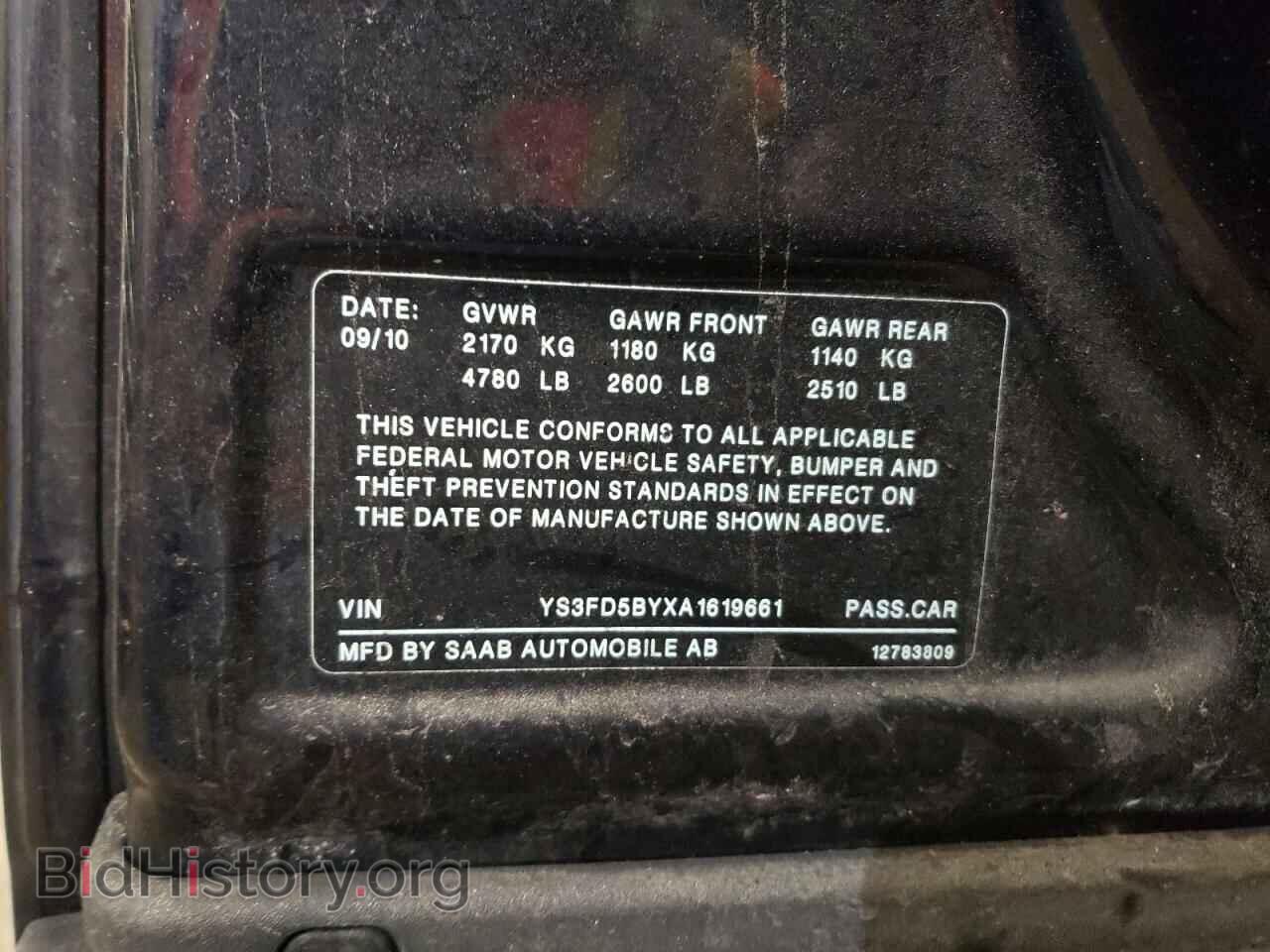 2010 SAAB 9 3 - VIN: YS3FD5BYXA1619661 - Фото 13