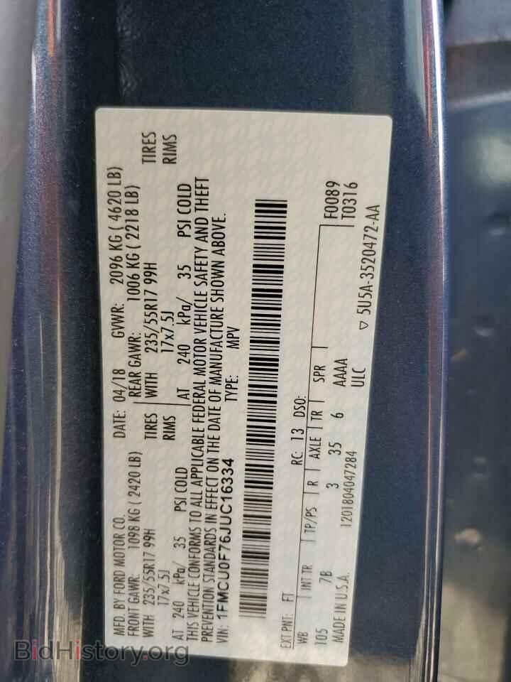 2018 FORD ESCAPE - VIN: 1FMCU0F76JUC16334 - Фото 13