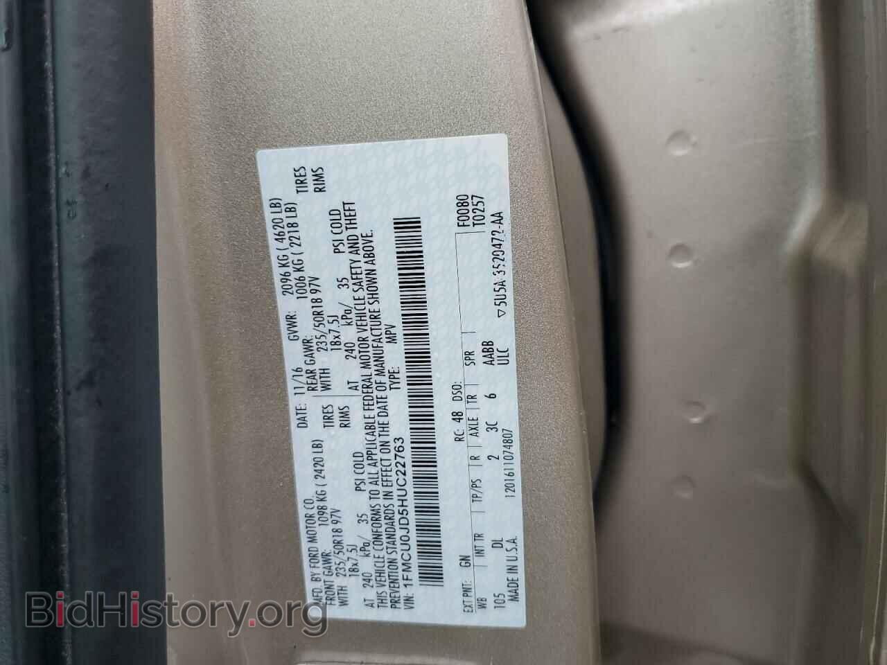 2017 FORD ESCAPE - VIN: 1FMCU0JD5HUC22763 - Фото 13