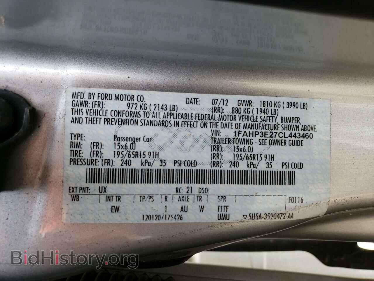 2012 FORD FOCUS - VIN: 1FAHP3E27CL443460 - Фото 12
