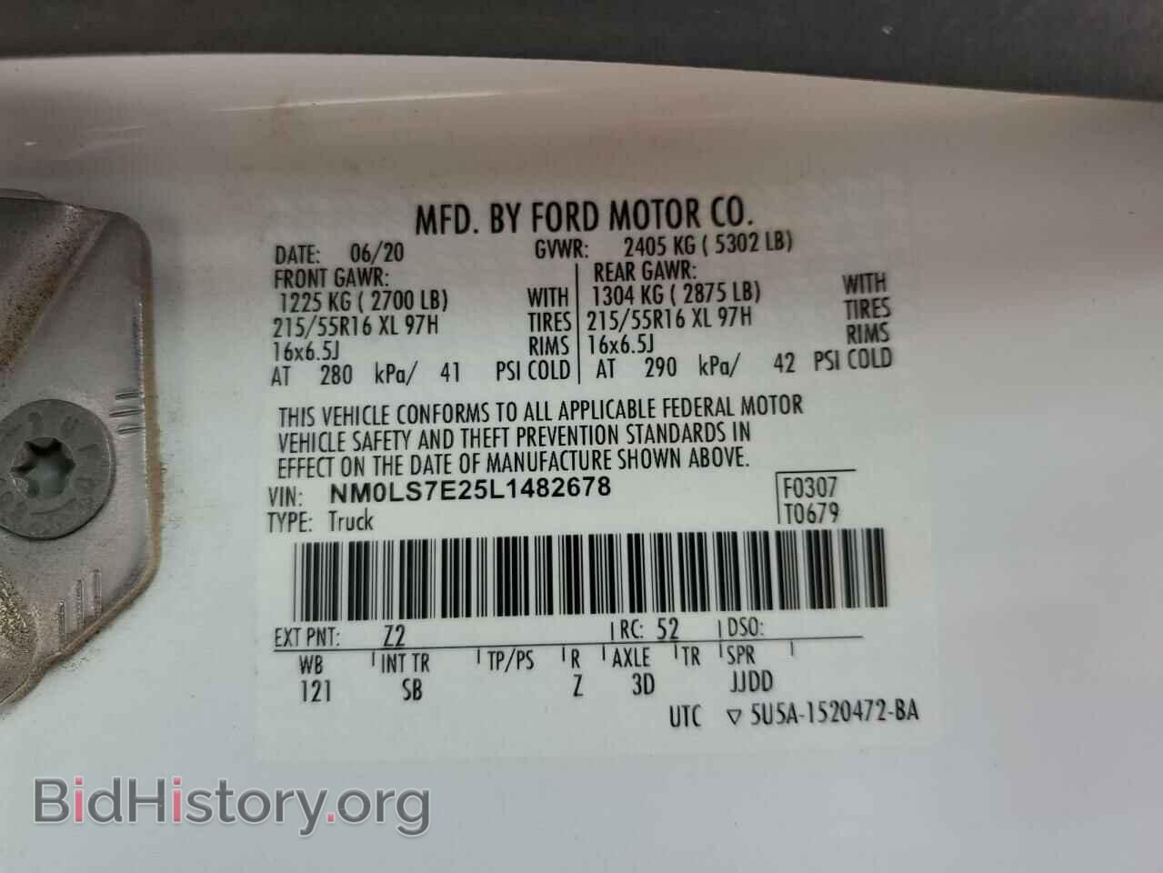 2020 FORD TRANSIT - VIN: NM0LS7E25L1482678 - Фото 13