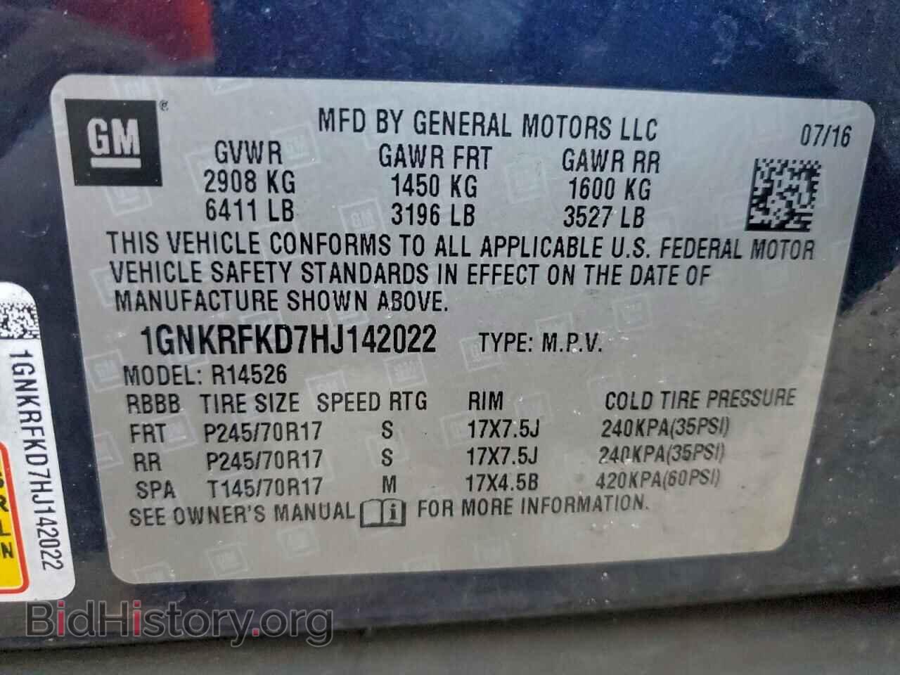 2017 CHEVROLET TRAVERSE - VIN: 1GNKRFKD7HJ142022 - Фото 13