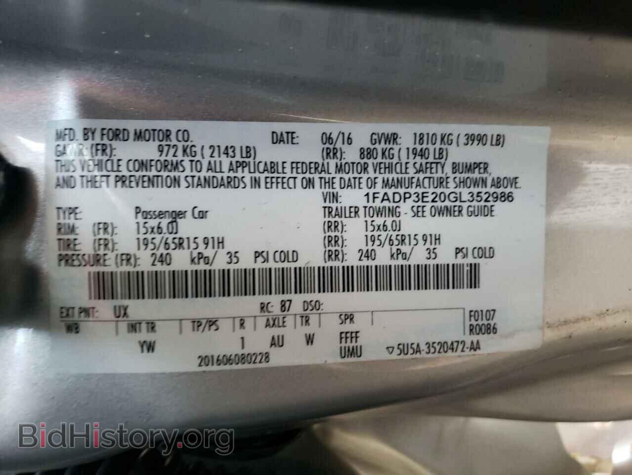 2016 FORD FOCUS - VIN: 1FADP3E20GL352986 - Фото 12