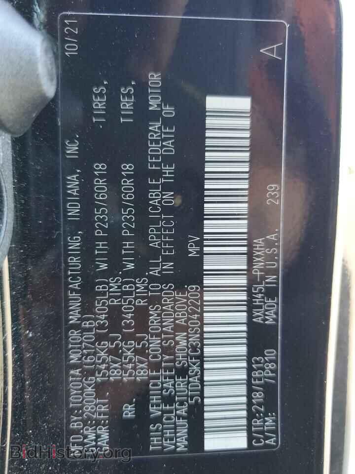 2022 TOYOTA All Models - VIN: 5TDASKFC3NS042209 - Фото 13