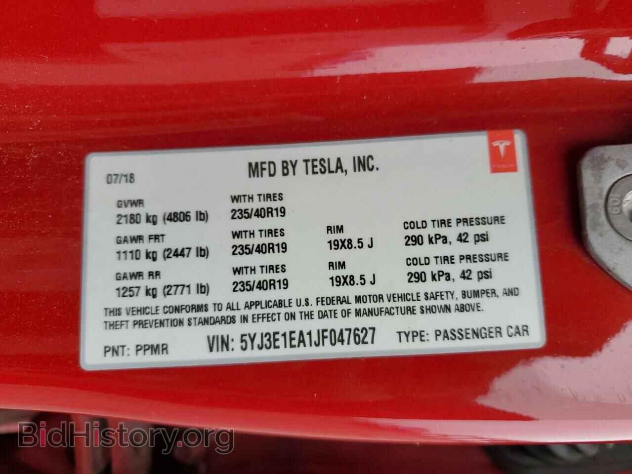 2018 TESLA MODEL 3 - VIN: 5YJ3E1EA1JF047627 - Фото 12