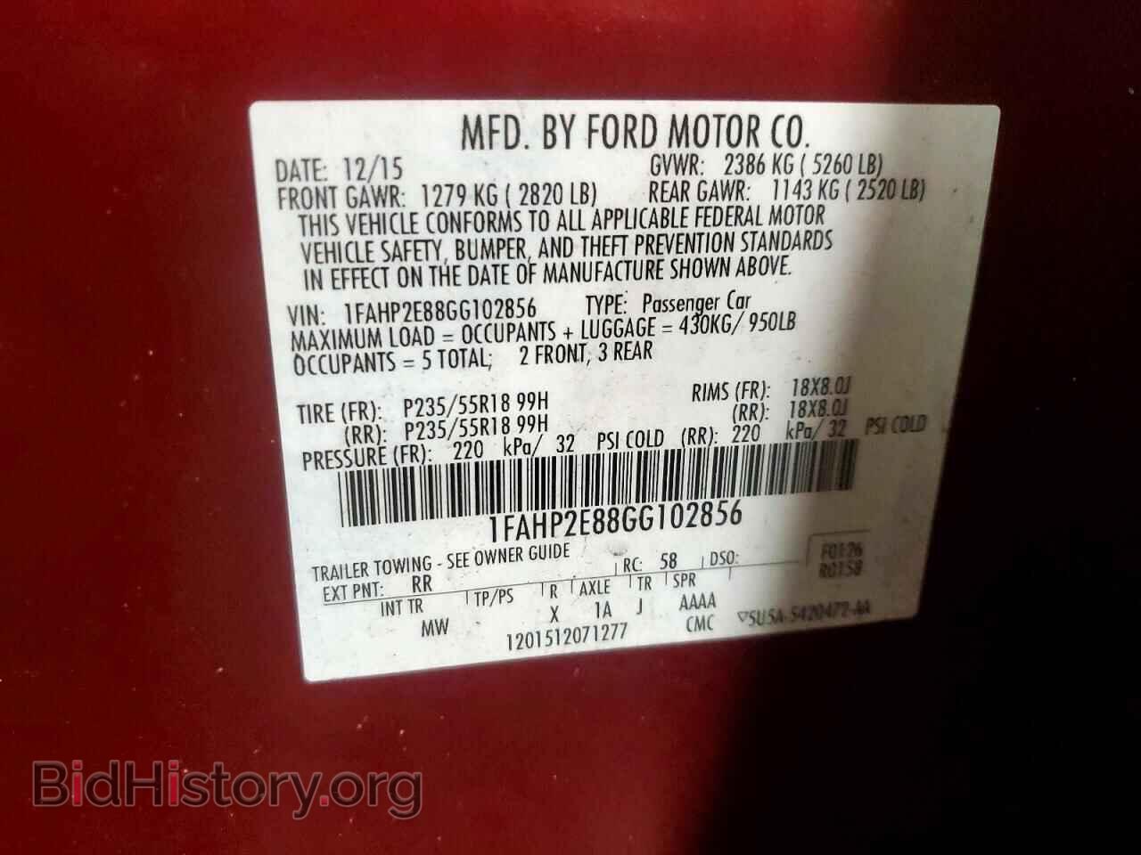 2016 FORD TAURUS - VIN: 1FAHP2E88GG102856 - Photo 12