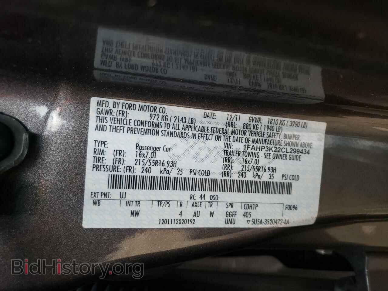 2012 FORD FOCUS - VIN: 1FAHP3K22CL299434 - Фото 12