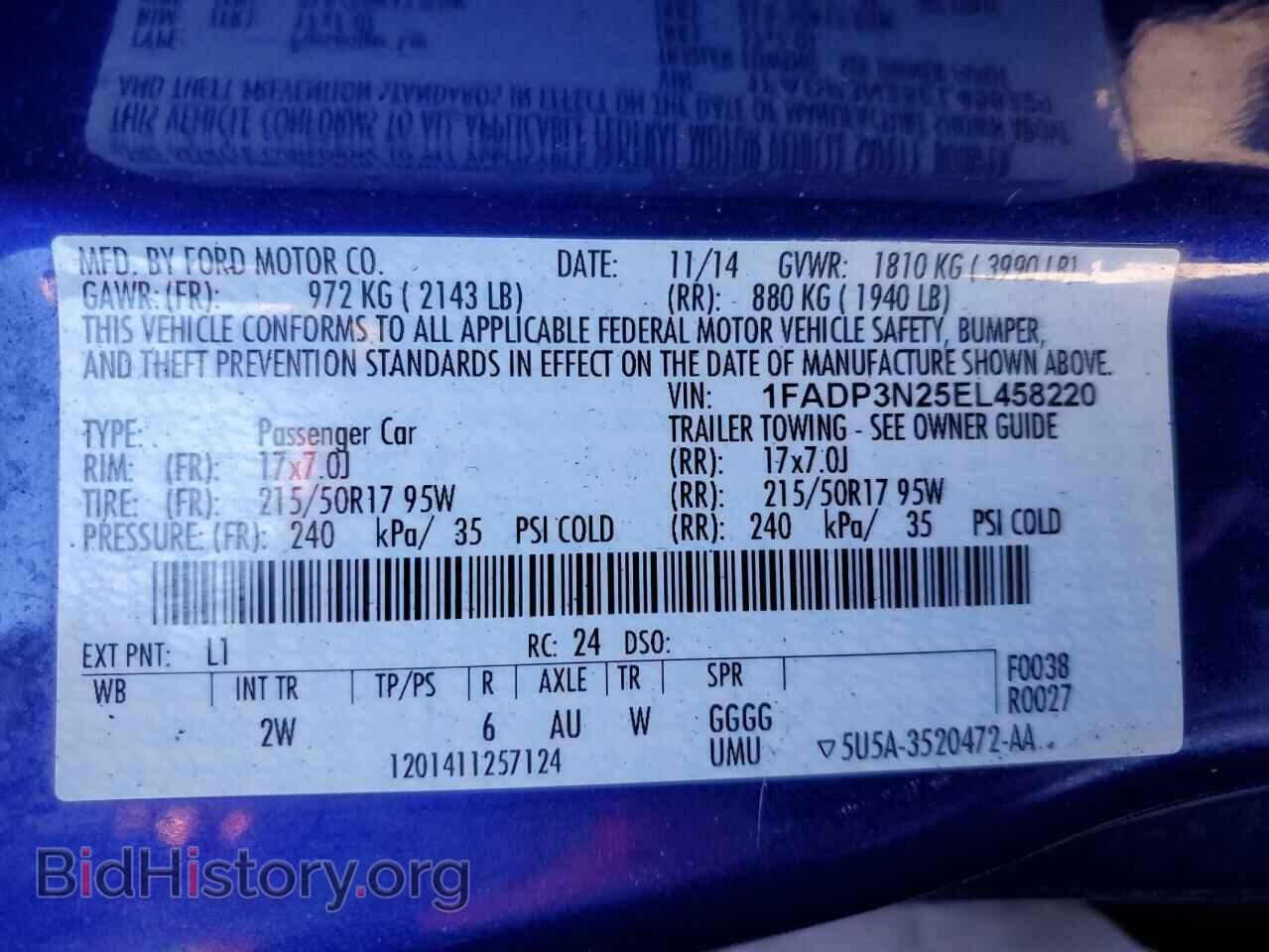 2014 FORD FOCUS - VIN: 1FADP3N25EL458220 - Фото 12