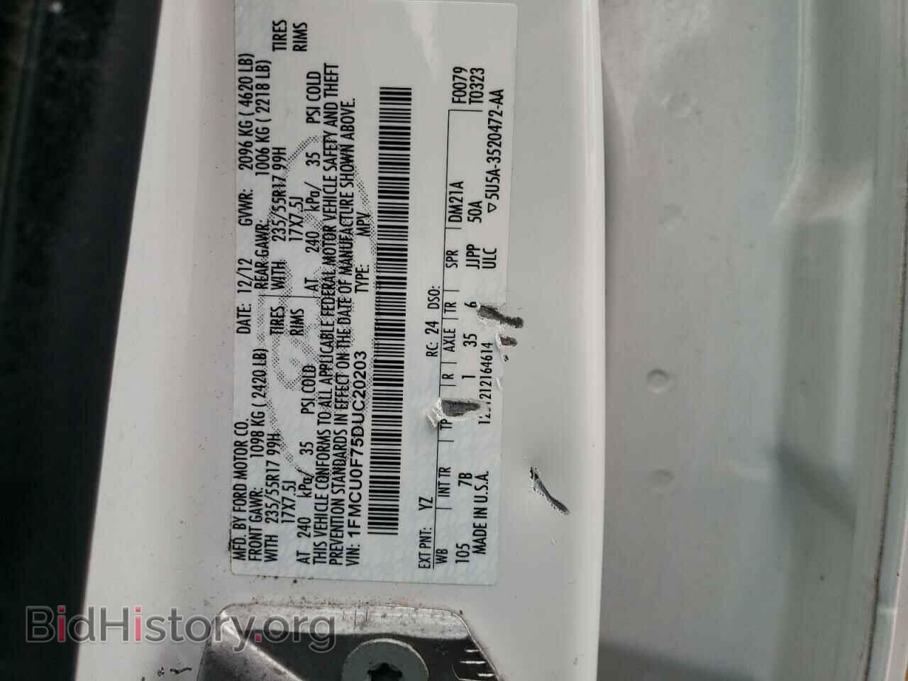 2013 FORD ESCAPE - VIN: 1FMCU0F75DUC20203 - Фото 13
