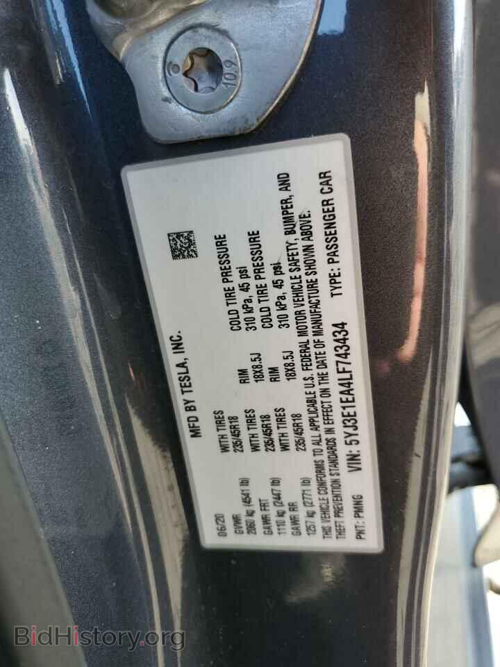 2020 TESLA MODEL 3 - VIN: 5YJ3E1EA4LF743434 - Фото 12