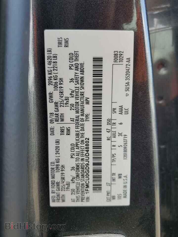 2018 FORD ESCAPE - VIN: 1FMCU0GD9JUD48802 - Фото 13