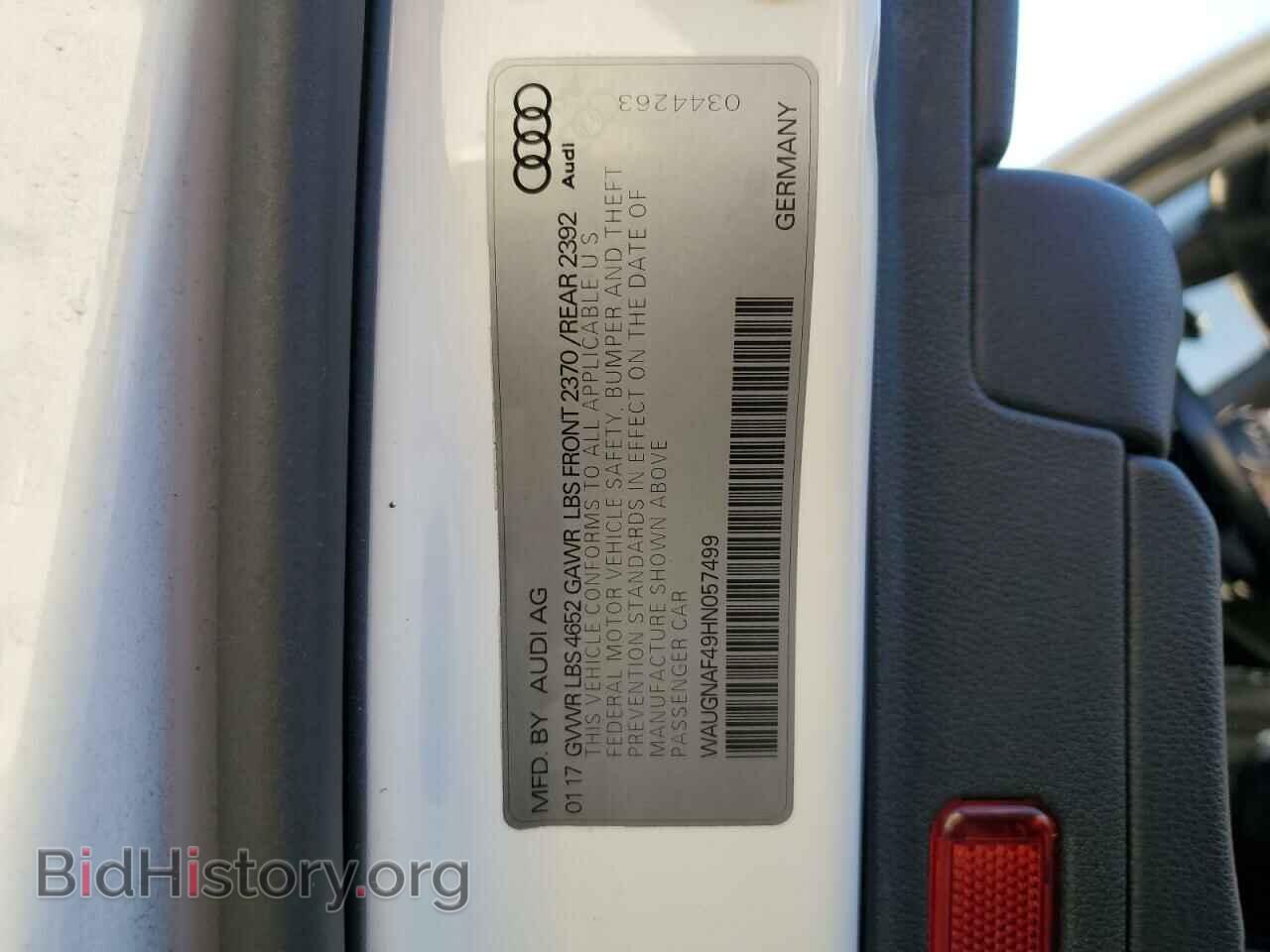 2017 AUDI A4 - VIN: WAUGNAF49HN057499 - Фото 12