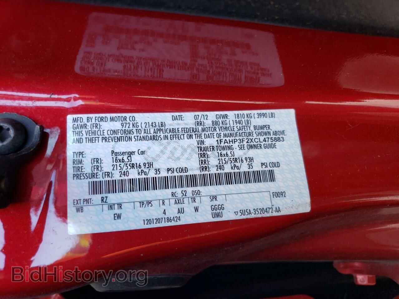 2012 FORD FOCUS - VIN: 1FAHP3F2XCL475883 - Фото 12