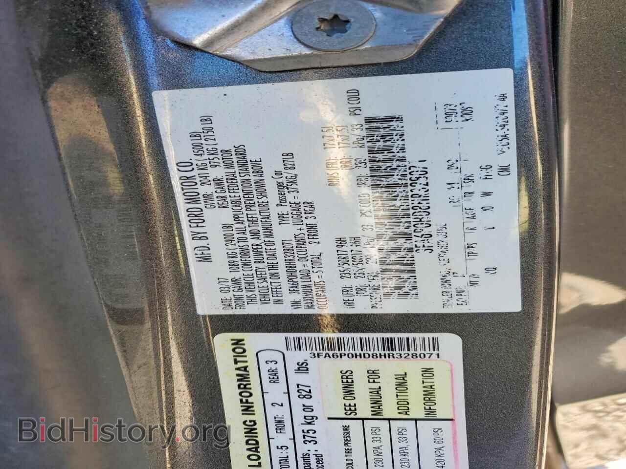 2017 FORD FUSION - VIN: 3FA6P0HD8HR328071 - Фото 12
