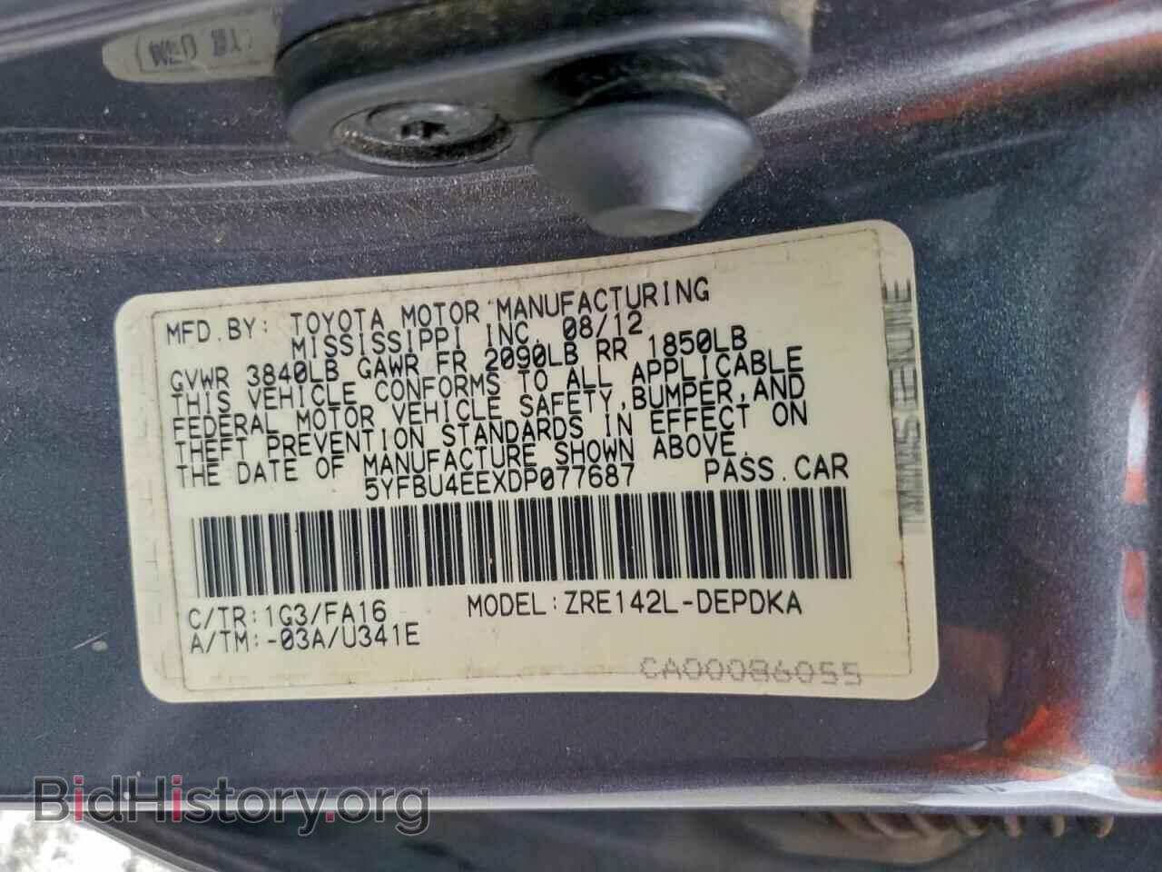 2013 TOYOTA COROLLA - VIN: 5YFBU4EEXDP077687 - Фото 12