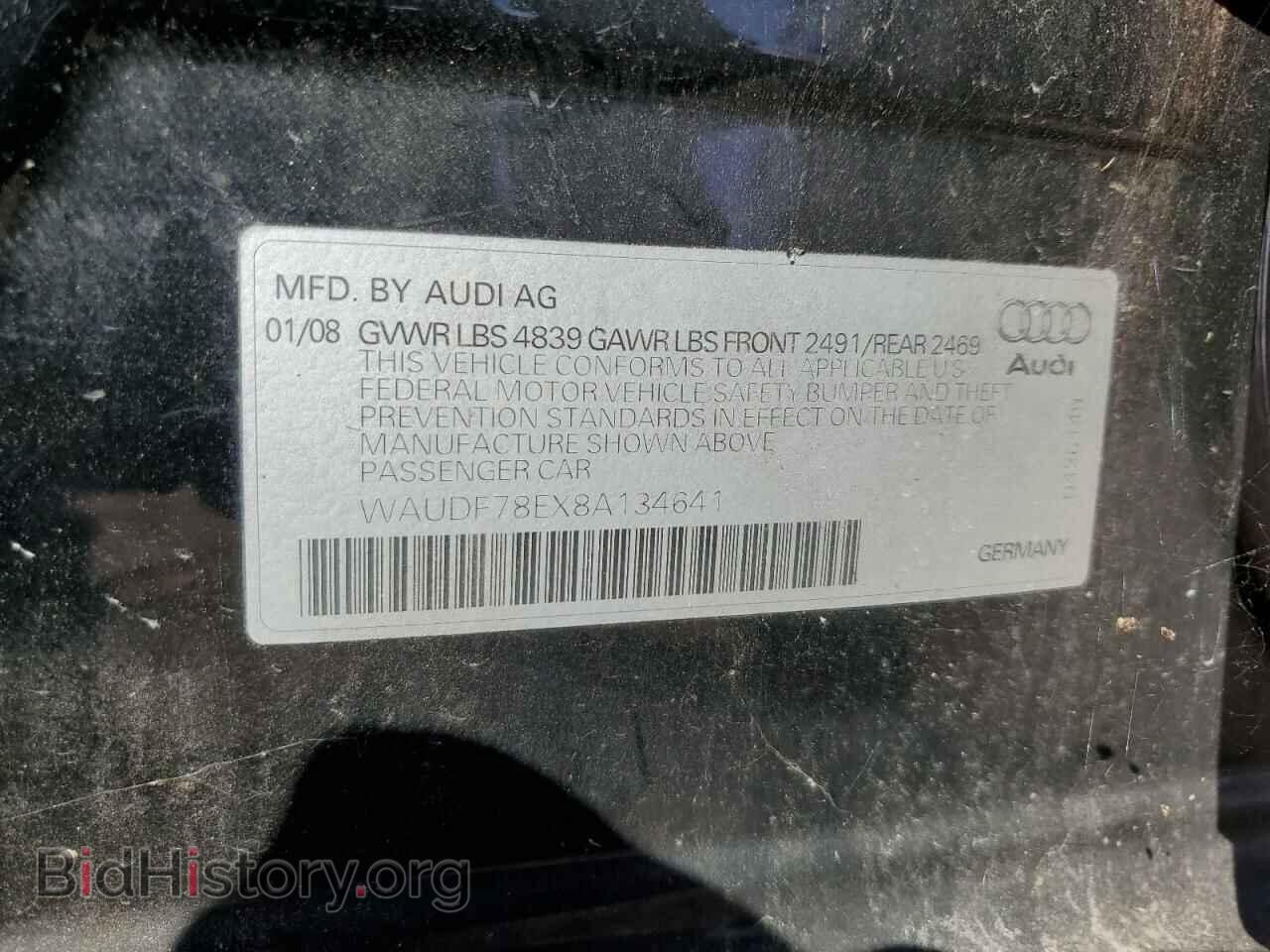 2008 AUDI A4 - VIN: WAUDF78EX8A134641 - Фото 12